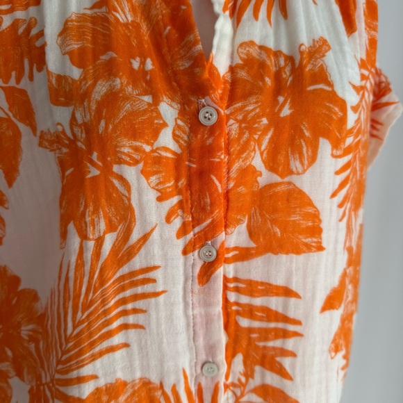 FELICITE short sleeve gauze print top in palm orange women’s size Medium NEW - Picture 4 of 11